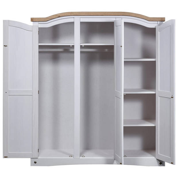 The Living Store Kledingkast Corona - 151.6 x 52 x 170 cm - Massief grenenhout