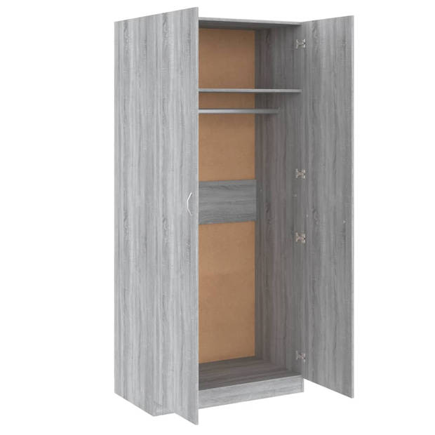 The Living Store Kledingkast s - Kasten - 90x52x200 cm - Grijs Sonoma Eiken