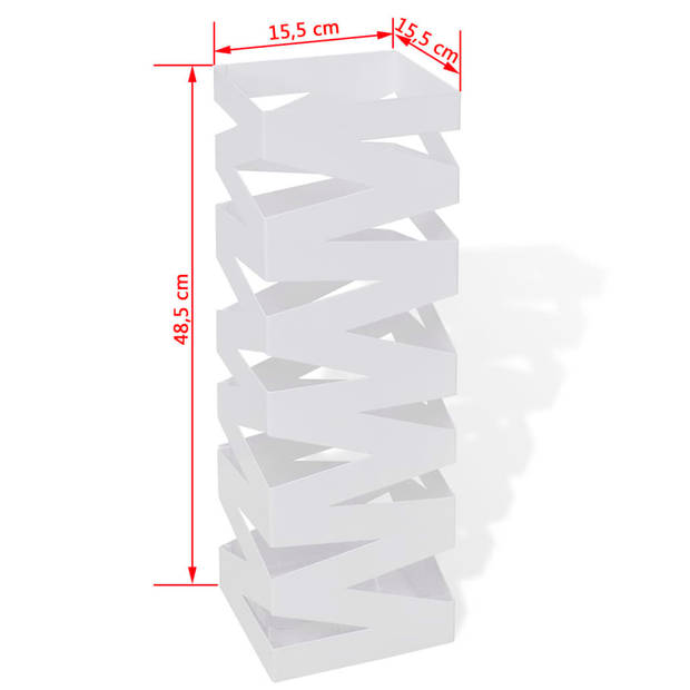 The Living Store Parapluhouder - Staal - 15.5 x 15.5 x 48.5 cm - Met uitneembare lekbak - Wit