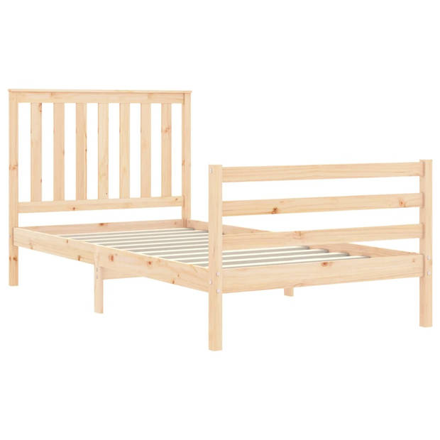 vidaXL Bedframe met hoofdbord massief hout 100x200 cm