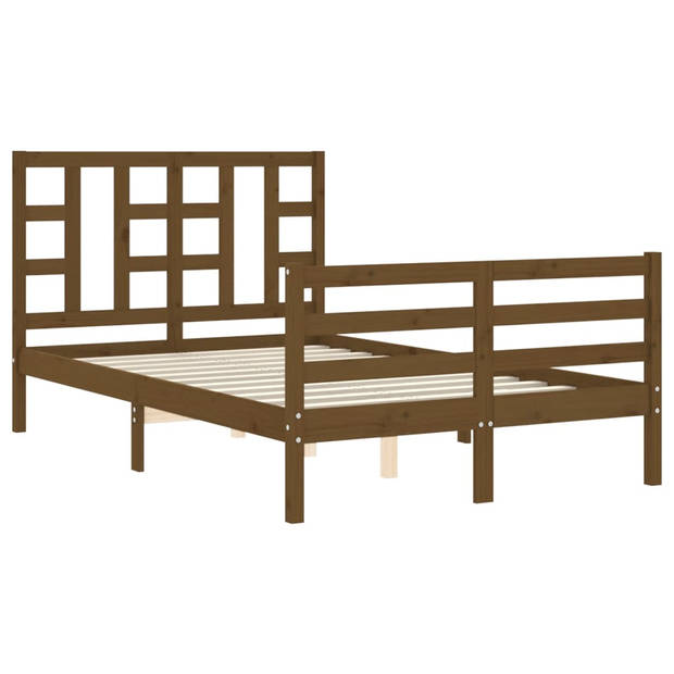 vidaXL Bedframe met hoofdbord massief hout honingbruin