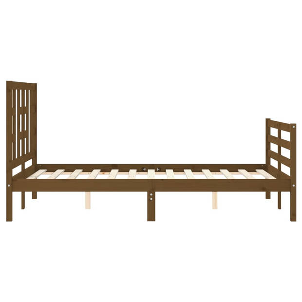 vidaXL Bedframe met hoofdbord massief hout honingbruin