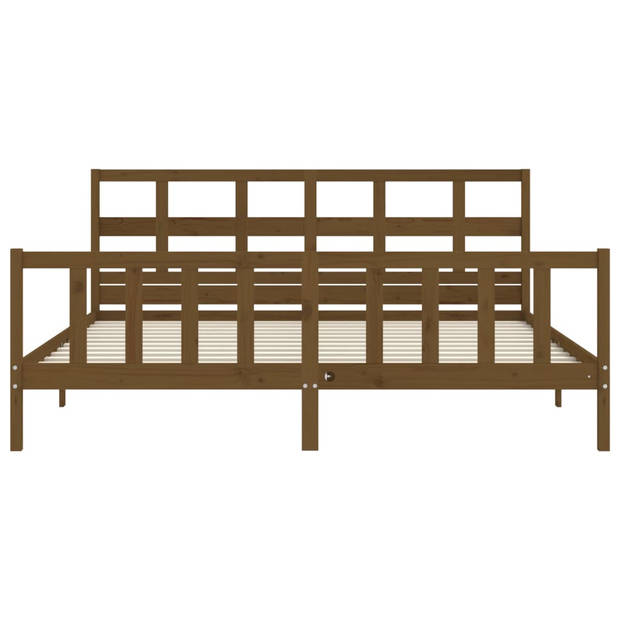 vidaXL Bedframe met hoofdbord massief hout honingbruin 200x200 cm