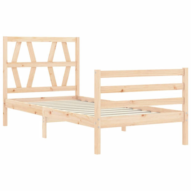 vidaXL Bedframe met hoofdbord massief hout