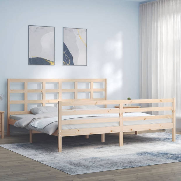 vidaXL Bedframe met hoofdbord massief hout wit