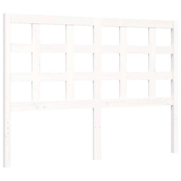 vidaXL Bedframe met hoofdbord massief hout wit