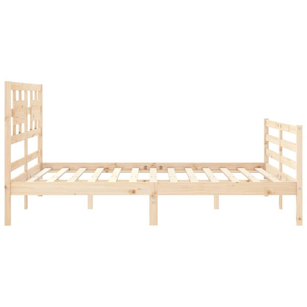 vidaXL Bedframe met hoofdbord massief hout 160x200 cm