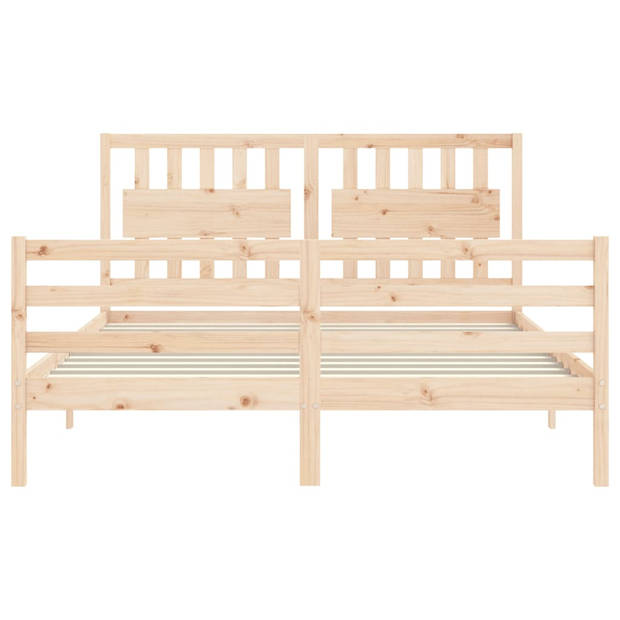 vidaXL Bedframe met hoofdbord massief hout