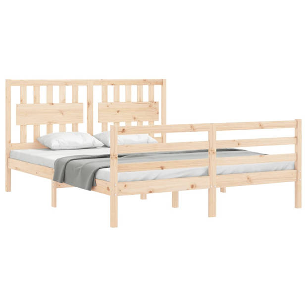 vidaXL Bedframe met hoofdbord massief hout