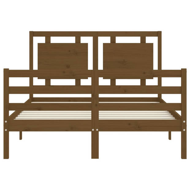 vidaXL Bedframe met hoofdbord massief hout honingbruin