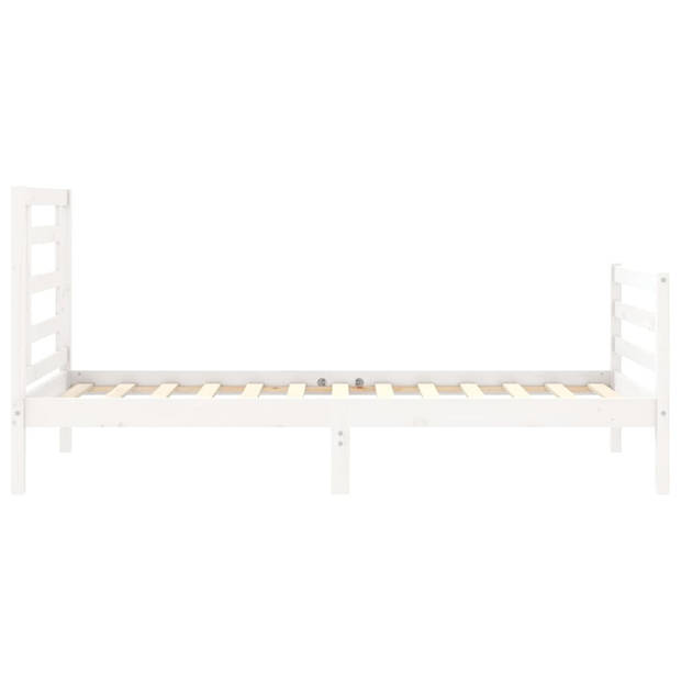 vidaXL Bedframe met hoofdbord massief hout wit 100x200 cm