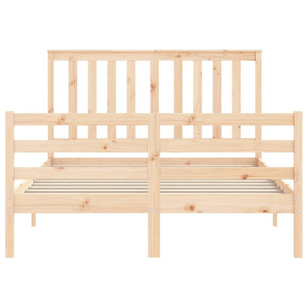 vidaXL Bedframe met hoofdbord massief hout 140x200 cm