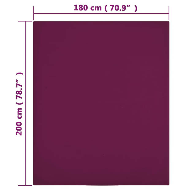 The Living Store Jersey hoeslaken - 180 x 200 cm - bordeaux - 100% katoen