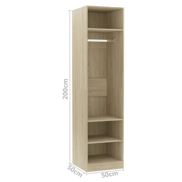 The Living Store Kledingkast Compact - 50 x 50 x 200 cm - Sonoma Eiken