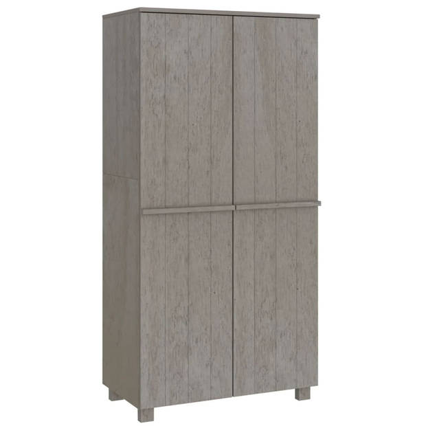 The Living Store HAMAR Garderobe - Massief grenenhout - 89 x 50 x 180 cm - Lichtgrijs