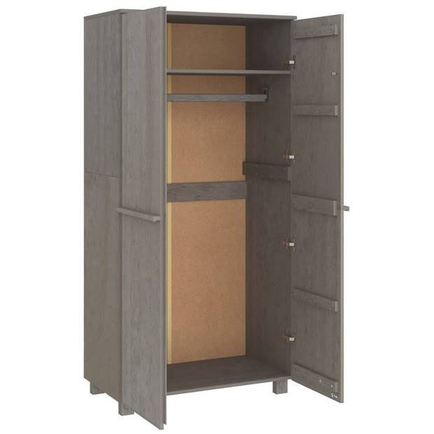 The Living Store HAMAR Garderobe - Massief grenenhout - 89 x 50 x 180 cm - Lichtgrijs