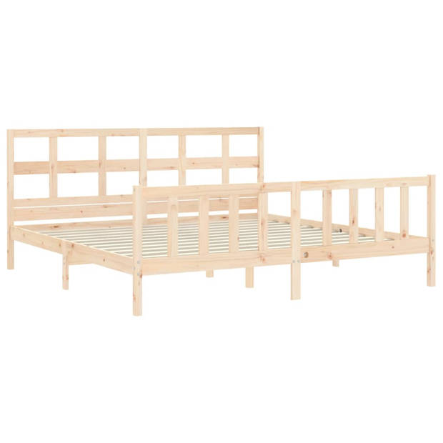 vidaXL Bedframe met hoofdbord massief hout 200x200 cm