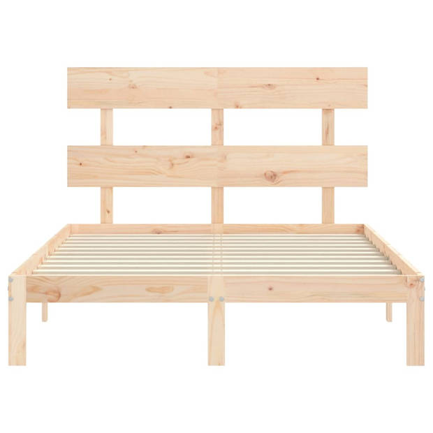 vidaXL Bedframe met hoofdbord massief hout 140x190 cm