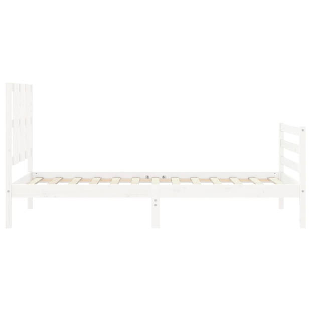 vidaXL Bedframe met hoofdbord massief hout wit 100x200 cm