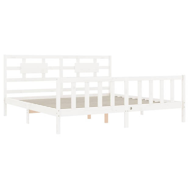 vidaXL Bedframe met hoofdbord massief hout wit