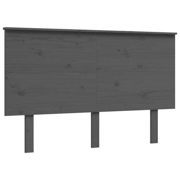 vidaXL Bedframe met hoofdbord massief hout grijs 140x190 cm