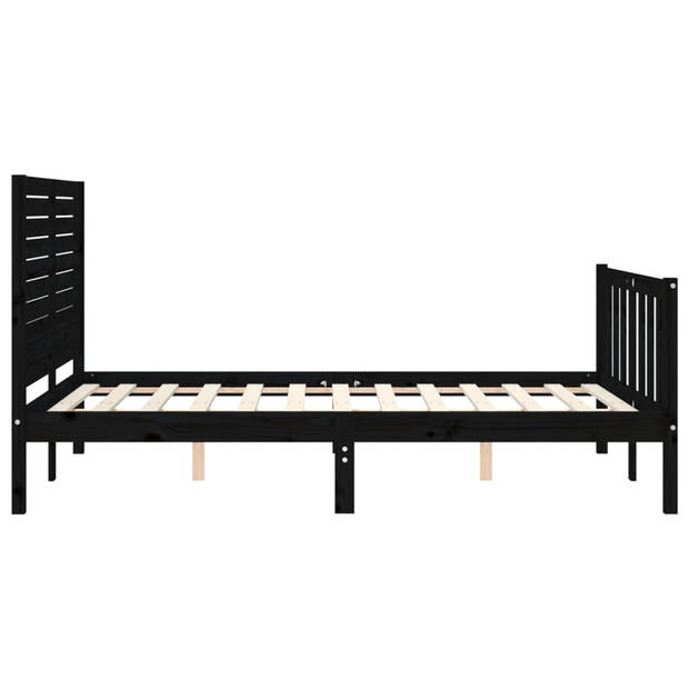 vidaXL Bedframe met hoofdbord massief hout zwart