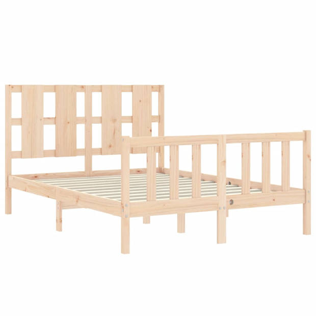 vidaXL Bedframe met hoofdbord massief hout