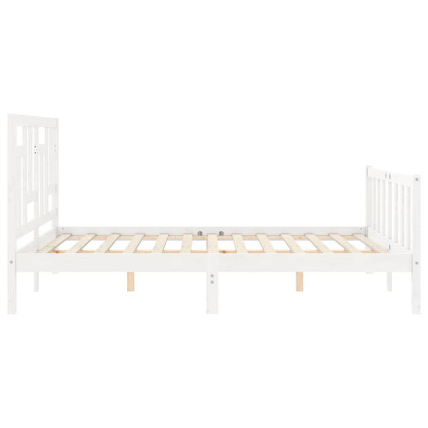 vidaXL Bedframe met hoofdbord massief hout wit