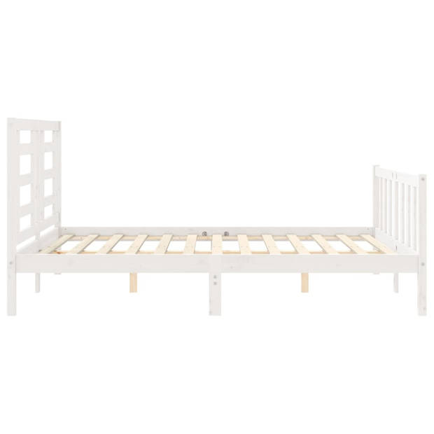 vidaXL Bedframe met hoofdbord massief hout wit