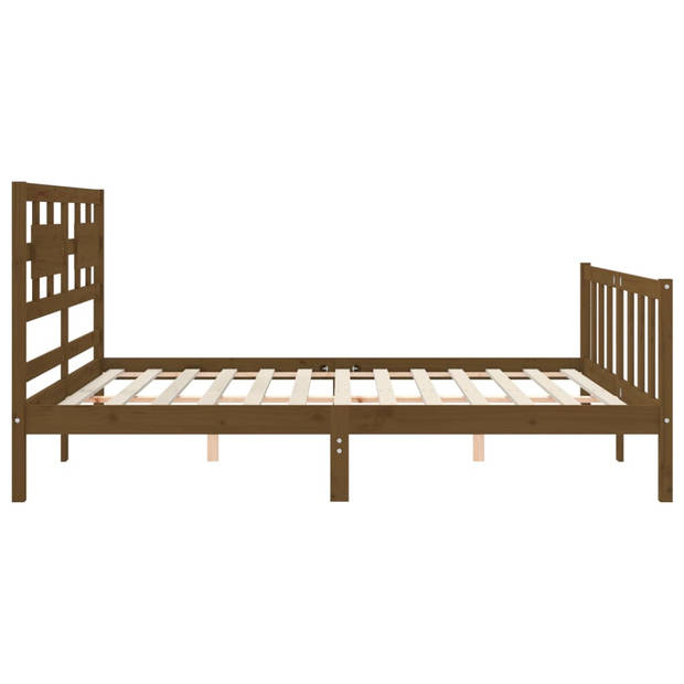 vidaXL Bedframe met hoofdbord massief hout honingbruin