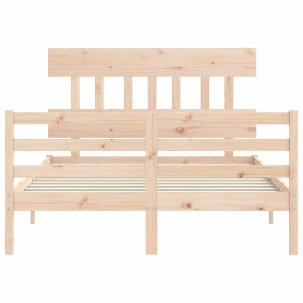 vidaXL Bedframe met hoofdbord massief hout 120x200 cm