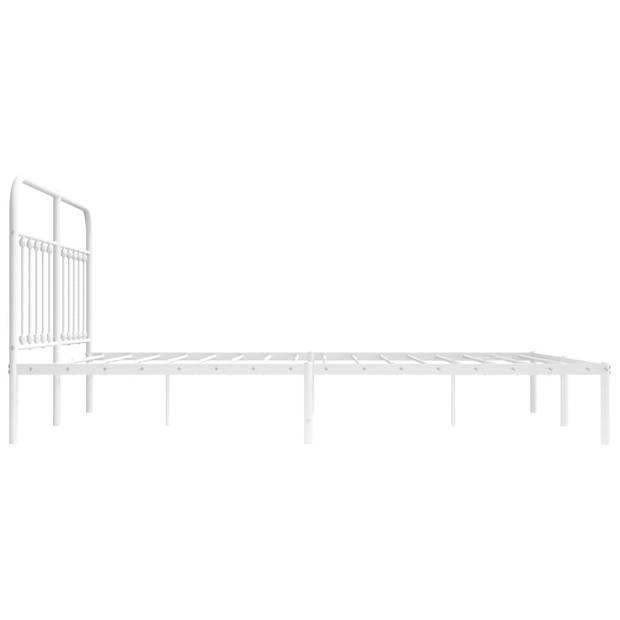 vidaXL Bedframe met hoofdbord metaal wit 183x213 cm