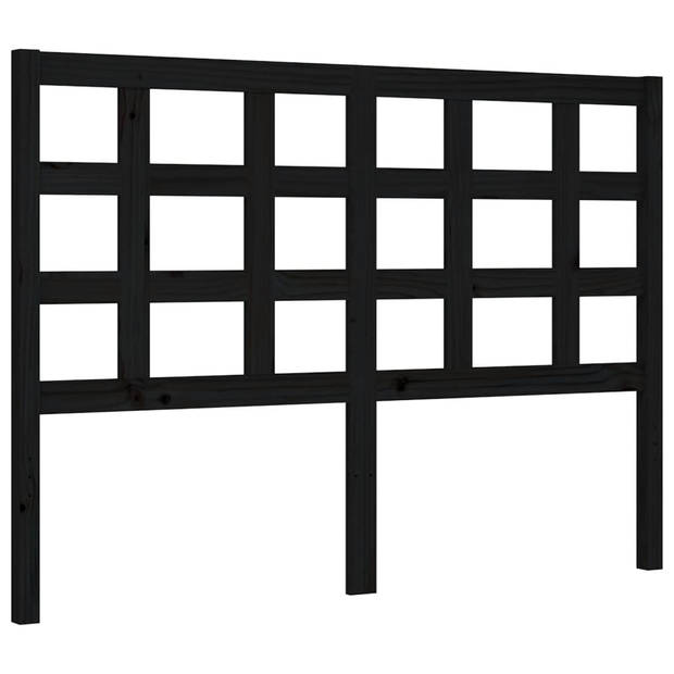 vidaXL Bedframe met hoofdbord massief hout zwart 140x190 cm