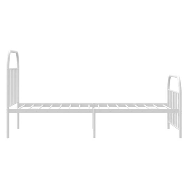 vidaXL Bedframe met hoofd- en voeteneinde metaal wit 107x203 cm