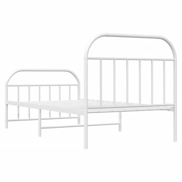 vidaXL Bedframe met hoofd- en voeteneinde metaal wit 107x203 cm