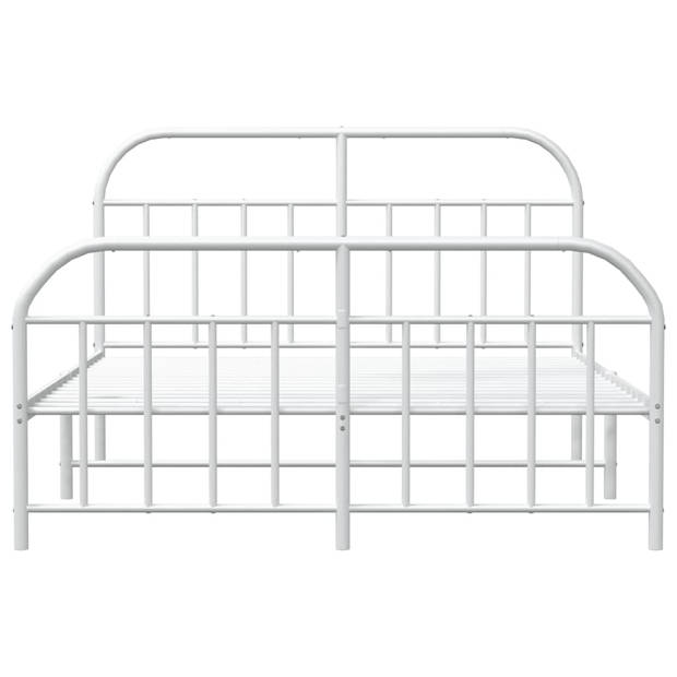 vidaXL Bedframe met hoofd- en voeteneinde metaal wit 140x200 cm