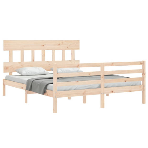 vidaXL Bedframe met hoofdbord massief hout 160x200 cm