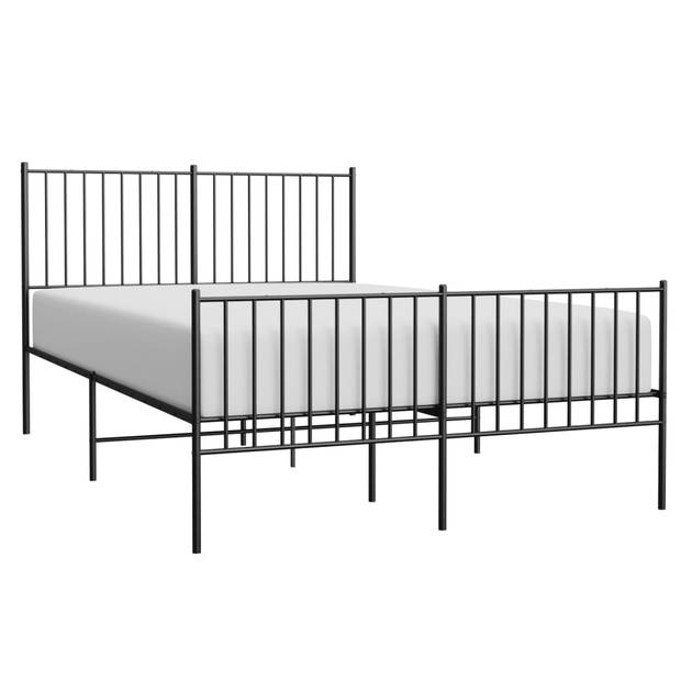 vidaXL Bedframe met hoofd- en voeteneinde metaal zwart 135x190 cm