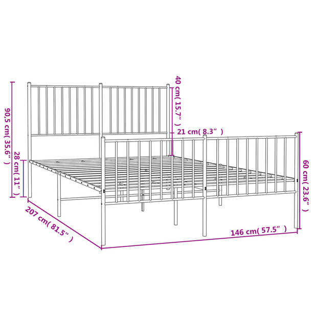 vidaXL Bedframe met hoofd- en voeteneinde metaal zwart 140x200 cm