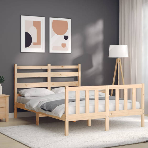 vidaXL Bedframe met hoofdbord massief hout