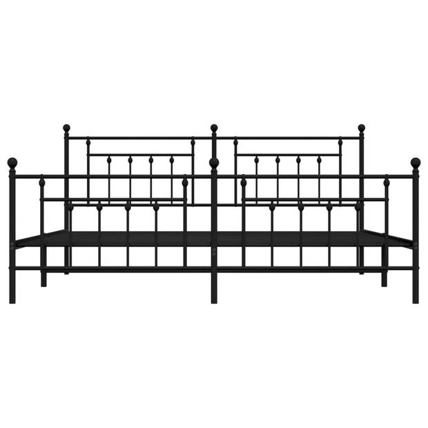 vidaXL Bedframe met hoofd- en voeteneinde metaal zwart 200x200 cm