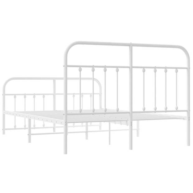 vidaXL Bedframe met hoofd- en voeteneinde metaal wit 150x200 cm