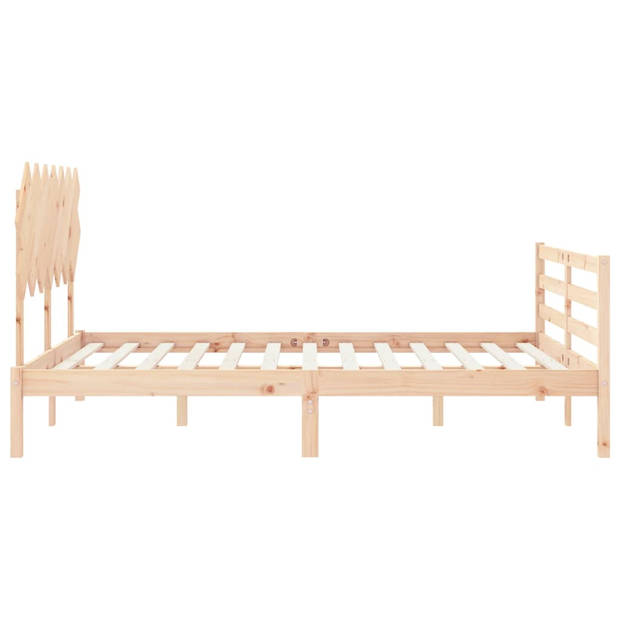 vidaXL Bedframe met hoofdbord massief hout