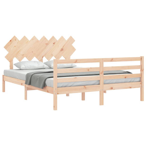 vidaXL Bedframe met hoofdbord massief hout