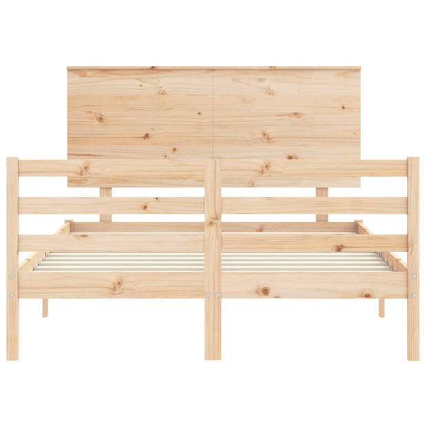 vidaXL Bedframe met hoofdbord massief hout