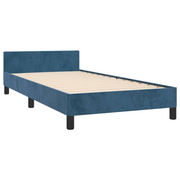 vidaXL Bedframe met hoofdeinde fluweel donkerblauw 90x200 cm