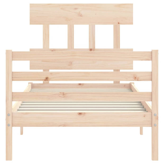 vidaXL Bedframe met hoofdbord massief hout 90x200 cm