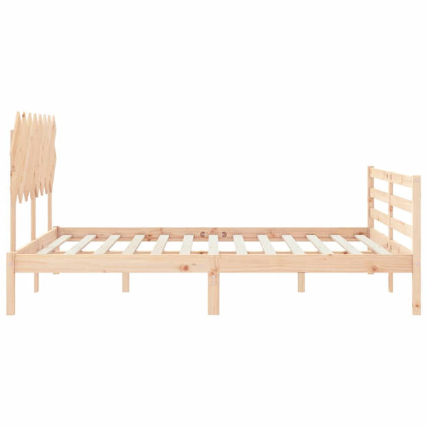 vidaXL Bedframe met hoofdbord massief hout 160x200 cm