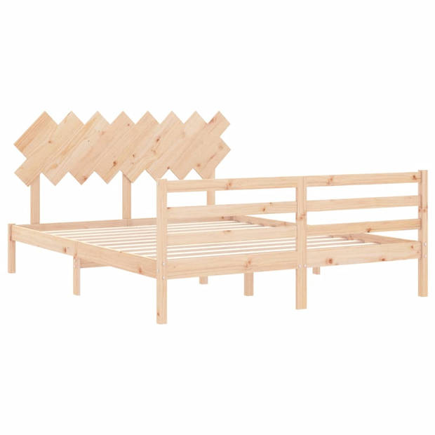 vidaXL Bedframe met hoofdbord massief hout 160x200 cm