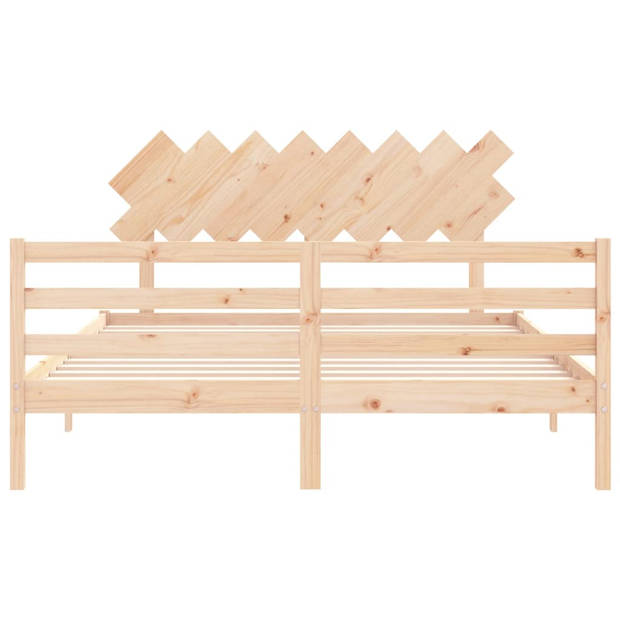 vidaXL Bedframe met hoofdbord massief hout 160x200 cm